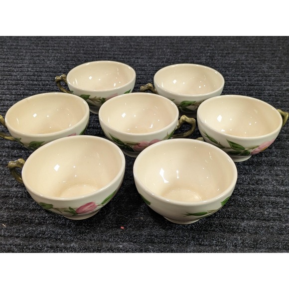 Franciscan Desert Rose Cups Set of 7 Pink Floral Vintage Hand Painted 4" USA - Picture 1 of 7
